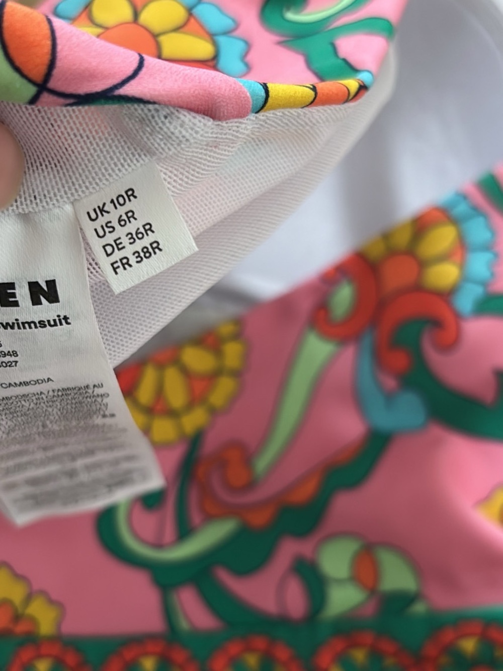 Boden Los V Panel One Piece Swimsuit  Pink Multi Floral Retro Size US 6 - Picture 5 of 5
